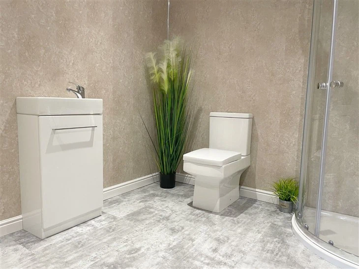 Panel de pared de baño de ducha de PVC mate de hormigón beige de 1 metro de ancho