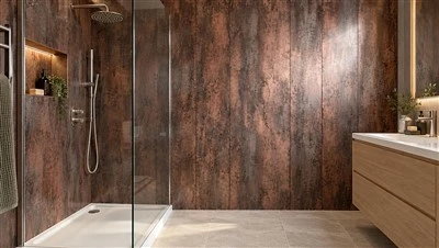 Panel de pared de baño de ducha de PVC mate metálico Cooper de 1 metro de ancho